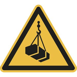 kaiserkraft Warnkennzeichen, Warnung vor schwebender Last, VE 10 Stk, Folie, Schenkellänge 100 mm