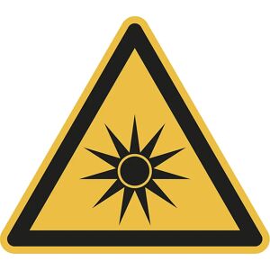 kaiserkraft Warnkennzeichen, Warnung vor optischer Strahlung, VE 10 Stk, Folie, Schenkellänge 100 mm