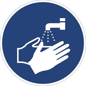 kaiserkraft Gebotskennzeichen, Hände waschen, VE 10 Stk, Folie, Ø 200 mm