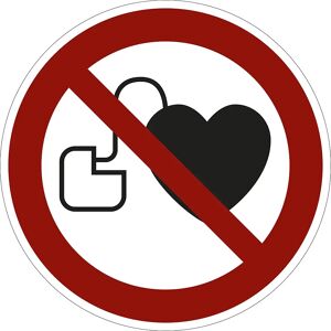 kaiserkraft Verbotszeichen, Verbot für Personen mit Herzschrittmacher, VE 10 Stk, Folie, Ø 100 mm