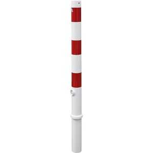 kaiserkraft Absperrpfosten, Ø 76 mm, weiß / rot, herausnehmbar, ohne Öse