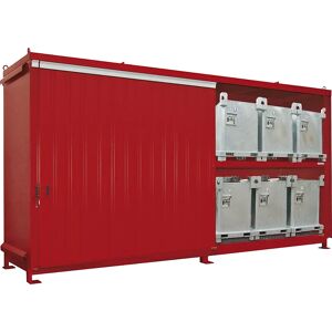 eurokraft pro Gefahrstoff-Regalcontainer, Kapazität 12 x 1000-l-IBC/KTC, rot