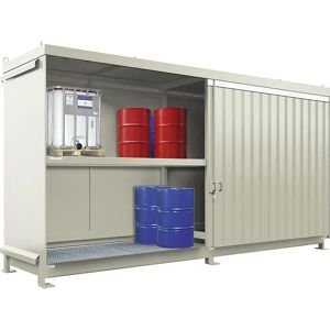 eurokraft pro Gefahrstoff-Regalcontainer, Kapazität 8 x 1000-l-IBC/KTC, grauweiß