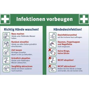 kaiserkraft Rettungszeichen, VE 10 Stk, Infektionen vorbeugen, doppelseitig, LxH 297 x 210 mm