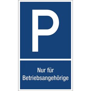 kaiserkraft Parkplatzkennzeichen, Kunststoff, P / Nur für Betriebsangehörige, LxH 150 x 250 mm