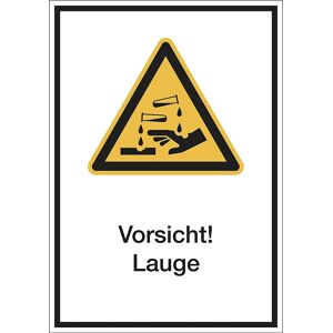 kaiserkraft Kombischilder mit Text für Warnkennzeichen, Vorsicht! Lauge, VE 10 Stk, Folie, LxH 130 x 185 mm