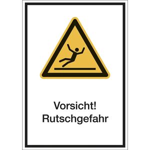 kaiserkraft Kombischilder mit Text für Warnkennzeichen, Vorsicht! Rutschgefahr, VE 10 Stk, Folie, LxH 130 x 185 mm