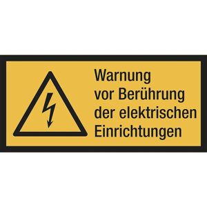 kaiserkraft Kombischilder mit Text für Warnkennzeichen, Warnung vor Berührung der elektrischen Einrichtungen, VE 10 Stk, Folie, LxH 105 x 52 mm