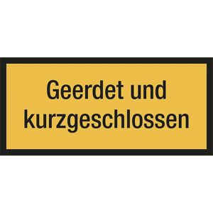 kaiserkraft Kombischilder mit Text für Warnkennzeichen, Geerdet und kurzgeschlossen, VE 10 Stk, Folie, LxH 100 x 50 mm