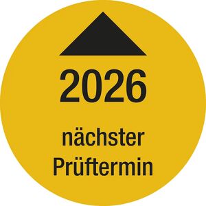 kaiserkraft Nächster Prüftermin, Jahreszahl, Dokumentenfolie, Ø 30 mm, VE 10 Stk, 2026, gelb