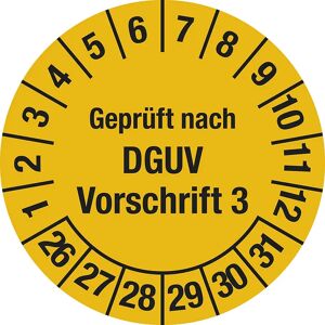 kaiserkraft Geprüft nach DGUV, Dokumentenfolie, Ø 20 mm, 26 - 31, gelb