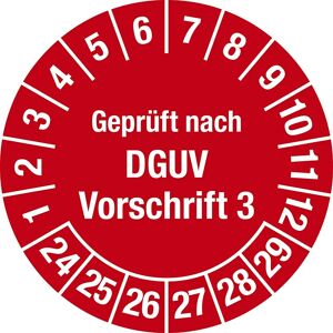 kaiserkraft Geprüft nach DGUV, Dokumentenfolie, Ø 30 mm, VE 10 Stk, 24 - 29, rot