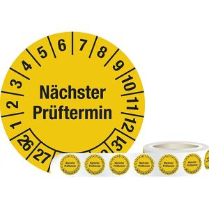 kaiserkraft Prüfplakette (Nächster Prüftermin), Folie, Ø 30 mm, 1 Rolle mit 1000 Stück, 26 - 31, gelb