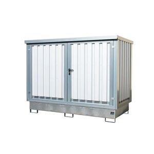 eurokraft pro Stahl-Gefahrstoffdepot, für 2 x 1000-l-IBC/KTC, HxBxT 2180 x 2835 x 1595 mm