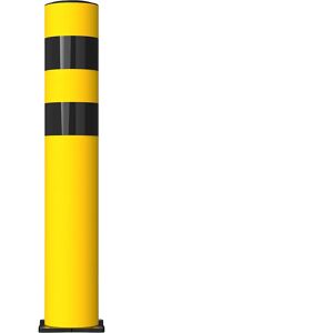 kaiserkraft FLEX IMPACT Rammschutzpoller, Ø 125 mm, Höhe 750 mm, gelb, 2 Reflexionsstreifen, verzinkte Bodenplatte