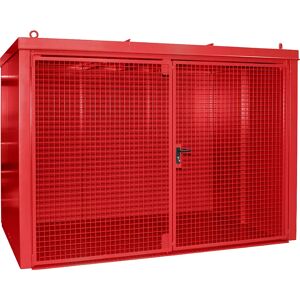 eurokraft pro Gasflaschencontainer, feuerbeständig, für 96 Flaschen mit Ø 230 mm, rot