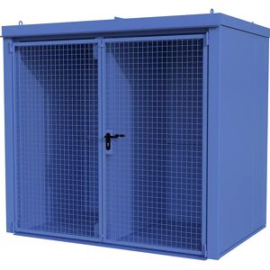 eurokraft pro Gasflaschencontainer mit Trennwand, feuerbeständig, für 45 Flaschen mit Ø 230 mm, blau