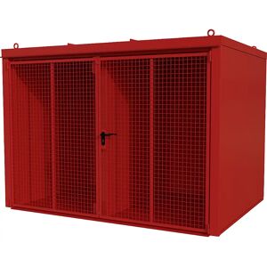 eurokraft pro Gasflaschencontainer mit Trennwand, feuerbeständig, für 96 Flaschen mit Ø 230 mm, rot