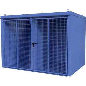 eurokraft pro Gasflaschencontainer mit Trennwand, feuerbeständig, für 96 Flaschen mit Ø 230 mm, blau