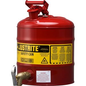 Justrite Sicherheits-Abfüllbehälter mit Zapfhahn, Stahlblech, Volumen 19 l, rot lackiert