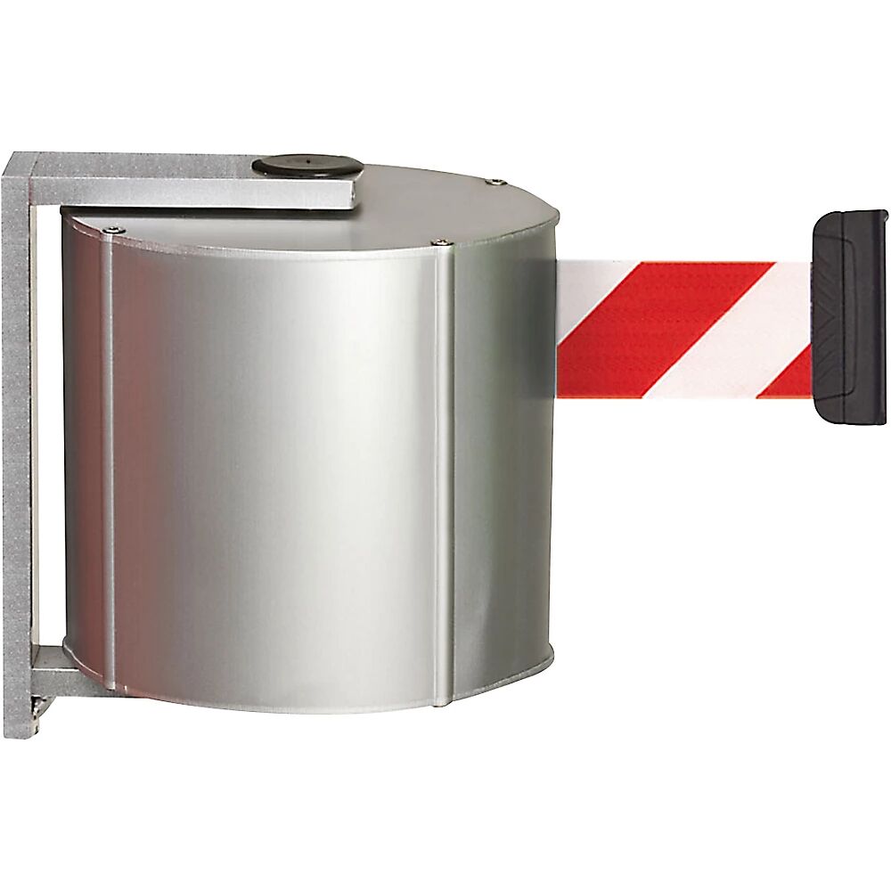 Gurtbandkassette aus Aluminium magnetisch inkl. Gurtendstück Gurtfarbe Rot / Weiß