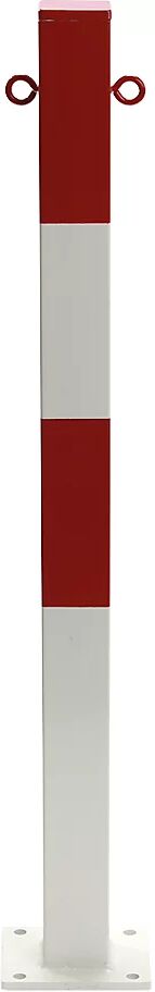 Sperrpfosten zum Aufdübeln, 70 x 70 mm rot-weiß lackiert, 2 Ösen