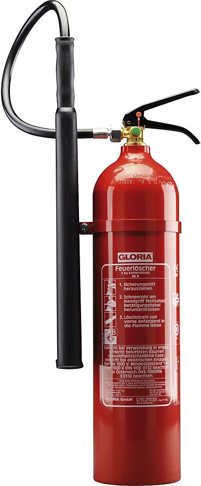 GLORIA Kohlendioxid-(CO₂)-Feuerlöscher Inhalt 5 kg, inkl. Schneerohr Brandklasse B