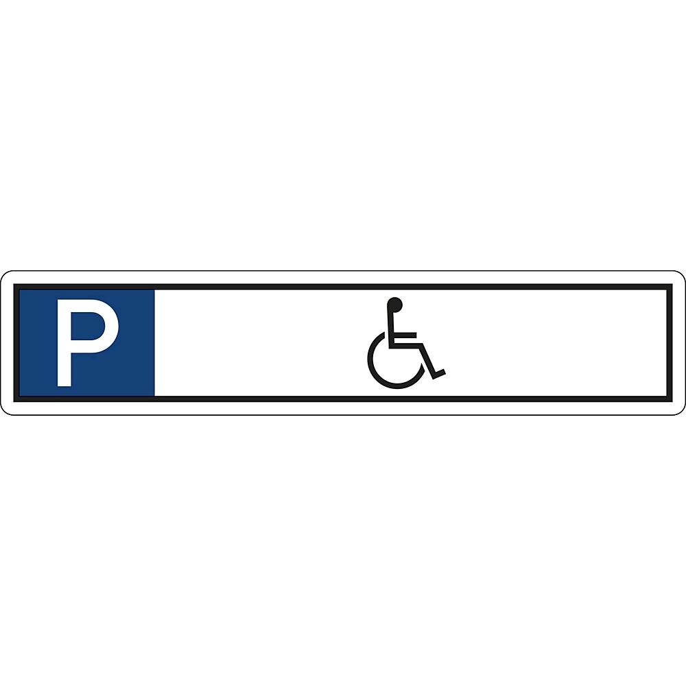 Parkplatzkennzeichen, Aluminium P / Rollstuhlfahrer-Symbol LxH 520 x 110 mm