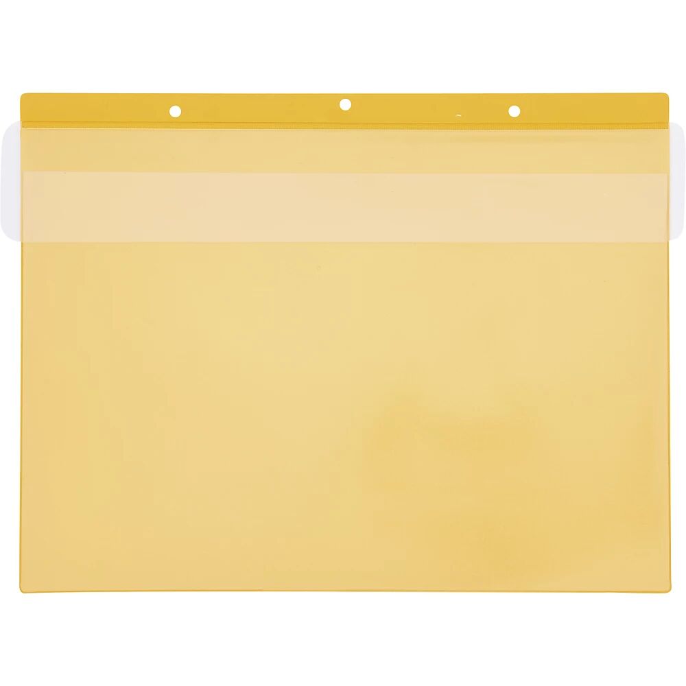 Beschriftungstaschen mit Aufhängelochung Querformat DIN A5, gelb, mit Klappe, VE 50 Stk