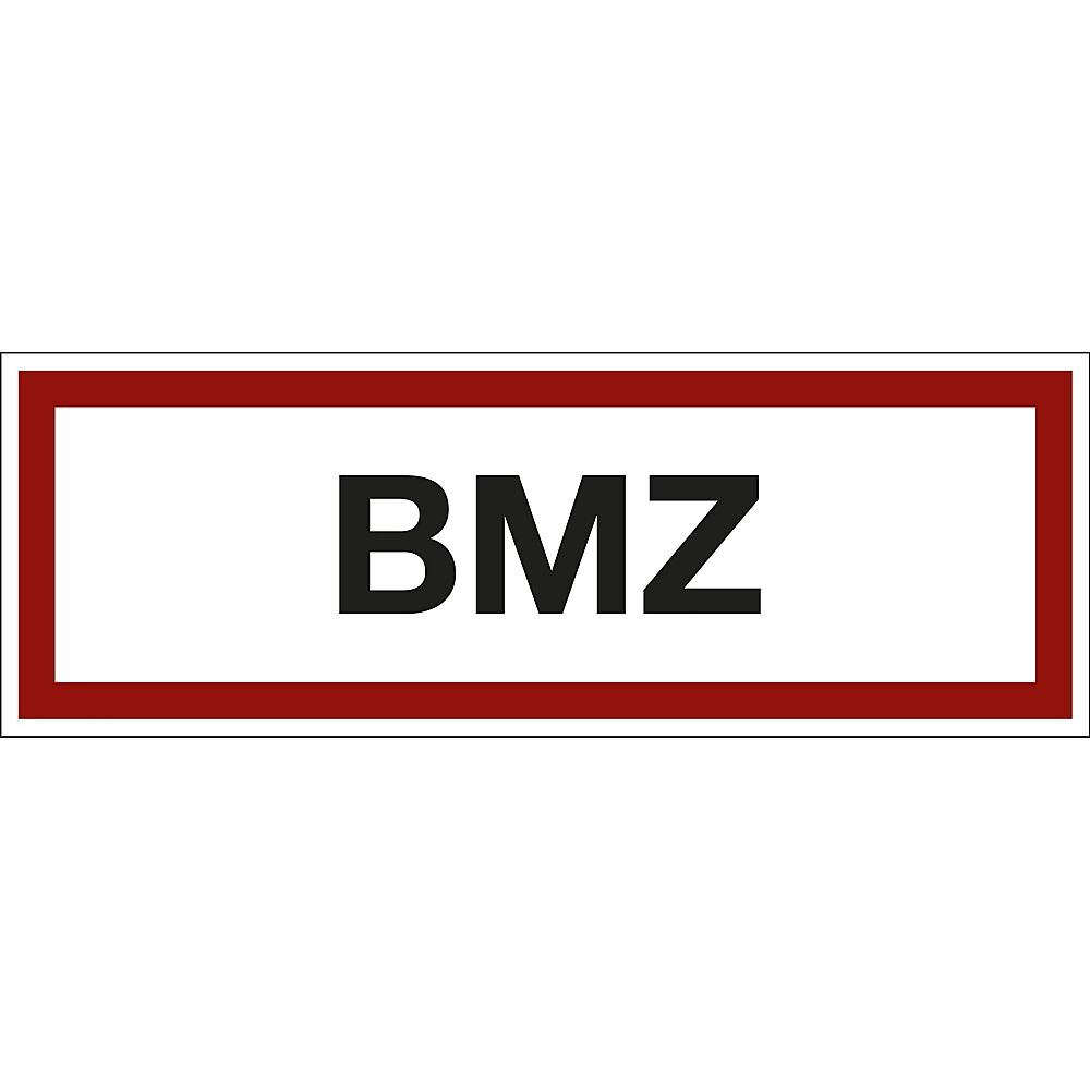 Brandschutzkennzeichen für die Feuerwehr BMZ, VE 10 Stk Kunststoff, LxH 297 x 105 mm