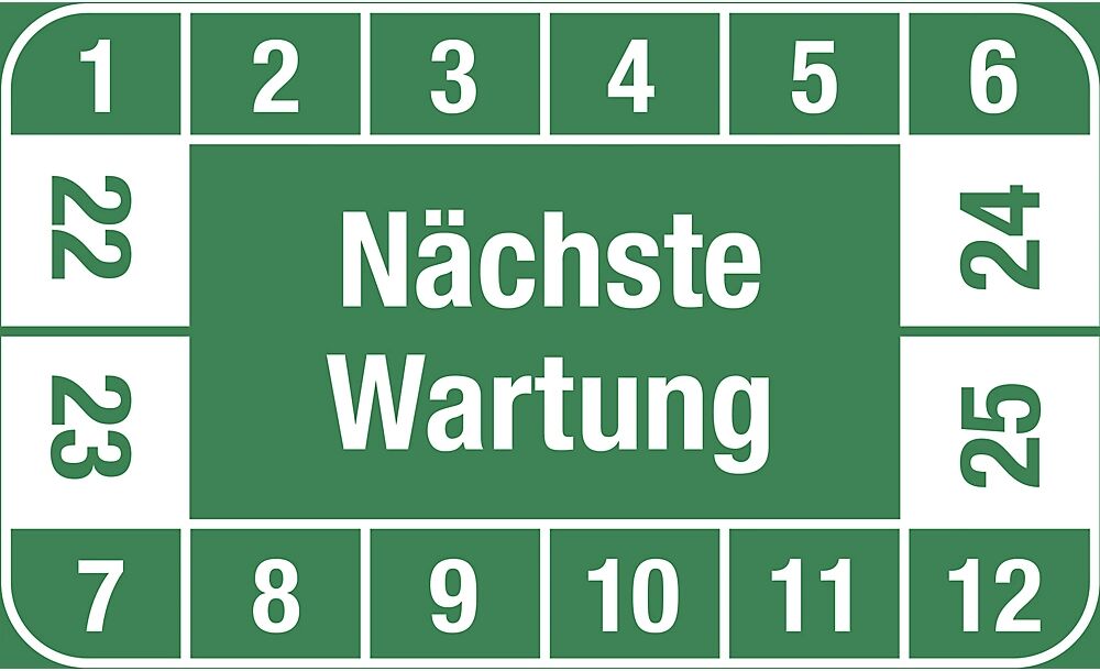 Nächste Wartung LxH 40 x 25 mm, VE 10 Stk grün, 22 - 25