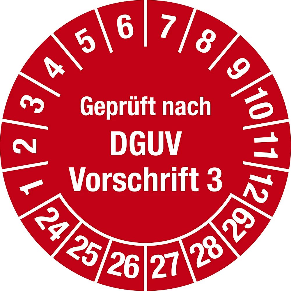 Geprüft nach DGUV Dokumentenfolie, Ø 20 mm 24 - 29, rot