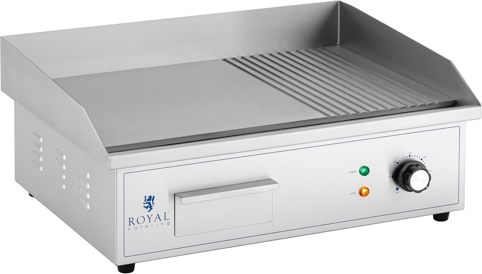 Royal Catering Elektro Grillplatte - 548 x 350 mm - Ribber + Flat - 3.000 W