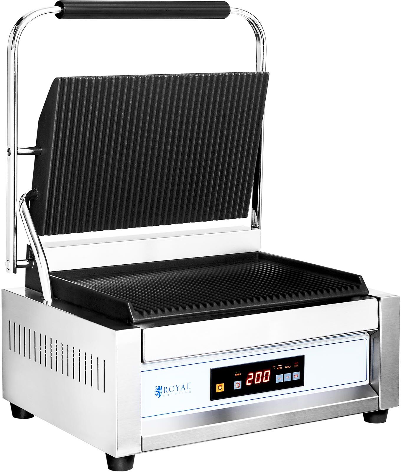 Royal Catering Kontaktgrill - 2.200 W - Royal Catering - große Platte - geriffelt