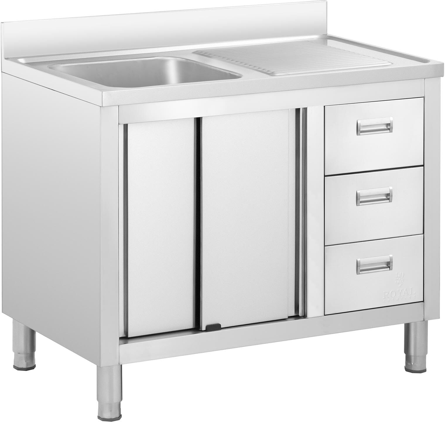 Royal Catering Spülenschrank - 1 Becken - Royal Catering - Edelstahl - 400 x 400 x 300 mm