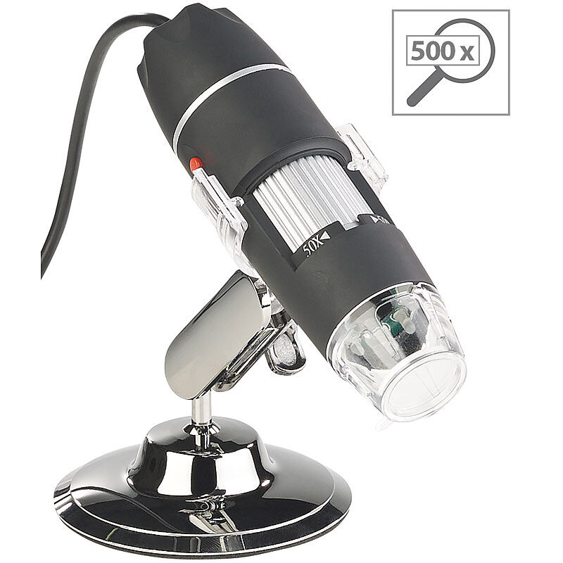 Somikon Digitales USB-Mikroskop mit Kamera & Ständer, 1600-fache Vergrößerung