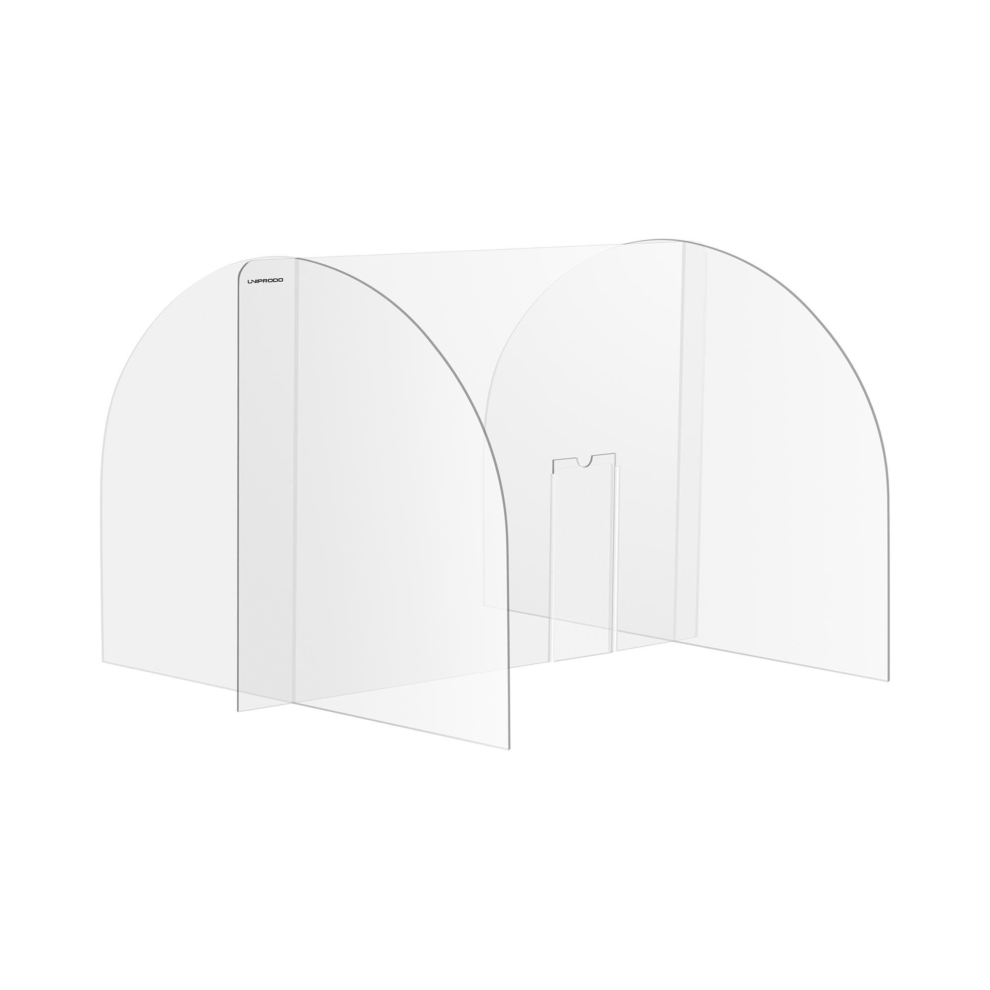 Uniprodo Ochranná přepážka - 82 x 60 cm - akrylátové sklo - výdejové okénko 25 x 12 cm UNI-PPG04