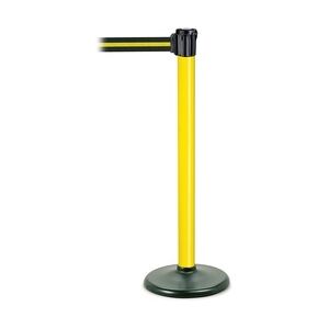 PROREGAL Gurtständer mit schwerem Bodenteller & integriertem Gurtband   HxØ 95,5x6cm   Gurtbandlänge 3m   Gelb