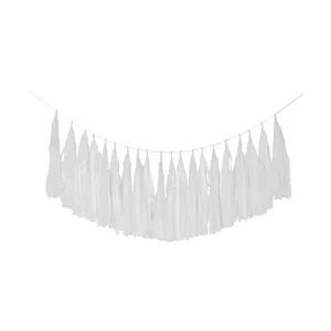 1x Tassel-Girlande aus Papier weiß 3m