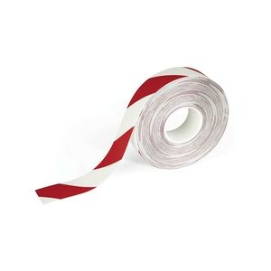 Durable 1726132 Bodenmarkierungsband Duraline, zweifarbiges Warnklebeband, 50 mm x 0,7 mm x 30 m (B x H x L), rot/weiß