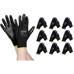 BURI Arbeitshandschuhe 10 Paar Gr.9 schwarz Schutzhandschuhe Montagehandschuhe Garten