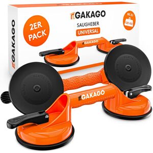 Gakago Saugheber (2er Pack) - Ergonomische & Rutschfeste Sauggriffe - 120kg - Sehr Gut Orange