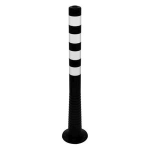 Schake Flexipfosten Ø80mm in schwarz mit weiß reflektierenden Streifen und Dübelbefestigung aus PUR 1000mm hoch
