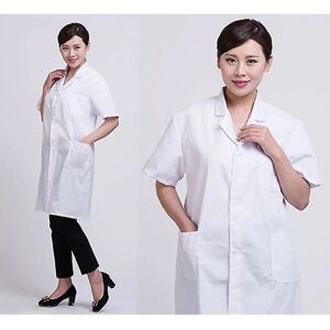 ESTONE Sommer unisex hvid laboratoriefrakke Kortærmede lommer Uniform Arbejdstøj Læge Sygeplejerske Tøj -ge 2XL  180