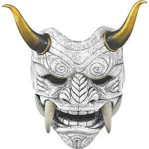 Grå japansk Samurai Mask Hannya Oni Samurai Latex Mask, Hallowe