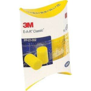 3M Ear Classic ørepropper, 50 par pakket i par, gul, Snr = 28db, øreværn