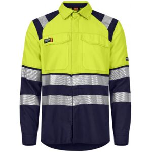 Tranemo Flammehæmmende Skjorte 507691, High-Vis Kl.2 Gul/marine Str. 3xl