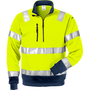 Hi Vis Lynlås Sweatshirt Kl.3  Fristads Hv. Gul/mari 2xl