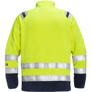 Fristads Flammehæmmende Fleecejakke 122233, High-Vis Gul/marine Kl.3, Str. Xl