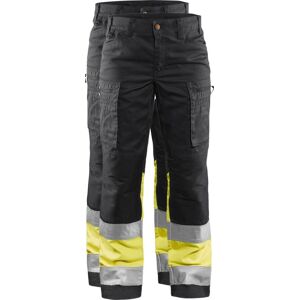 Blåkläder 7161 Dame High Vis Buks Med Stretch / Dame High Vis Arbejdsbuks Med Stretch - D20 - Sort/high Vis Gul